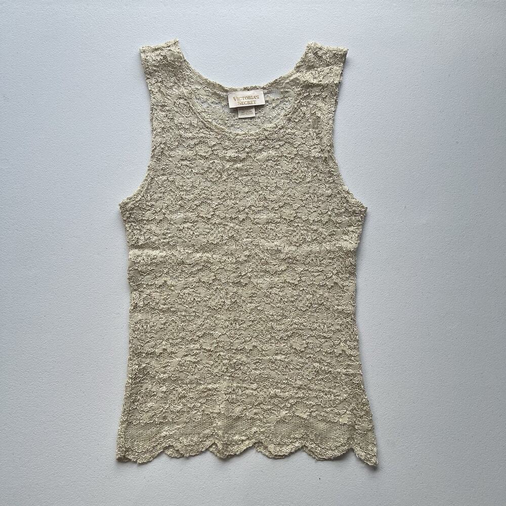 Victoria’s Secret Floral Lace Tank Top Size Medium Vintage Made In USA